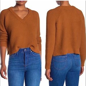 Madewell Arden V-Neck Crop Pullover Sweater Orange | Size S